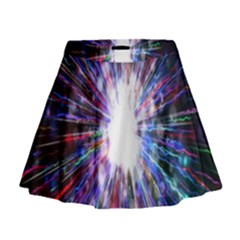 Seamless Animation Of Abstract Colorful Laser Light And Fireworks Rainbow Mini Flare Skirt