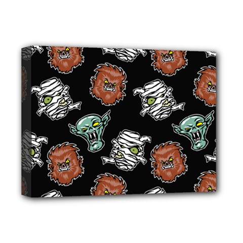 Pattern Halloween Werewolf Mummy Vampire Icreate Deluxe Canvas 16  X 12   by iCreate