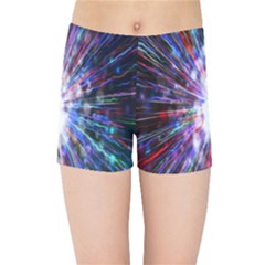 Seamless Animation Of Abstract Colorful Laser Light And Fireworks Rainbow Kids Sports Shorts