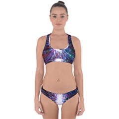 Seamless Animation Of Abstract Colorful Laser Light And Fireworks Rainbow Cross Back Hipster Bikini Set