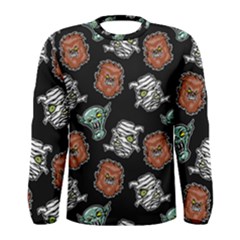 Pattern Halloween Werewolf Mummy Vampire Icreate Men s Long Sleeve Tee