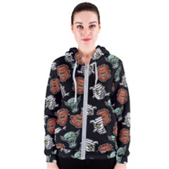 Pattern Halloween Werewolf Mummy Vampire Icreate Women s Zipper Hoodie by iCreate