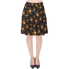 Halloween Spiders Velvet High Waist Skirt