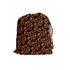 Pattern Halloween Jackolantern Drawstring Pouches (large)  by iCreate