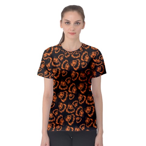 Pattern Halloween Jackolantern Women s Sport Mesh Tee by iCreate