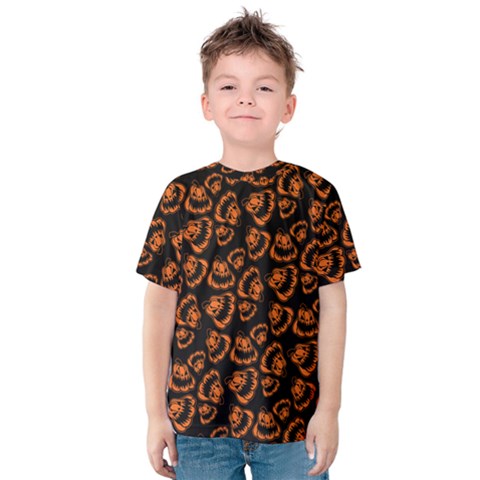 Pattern Halloween Jackolantern Kids  Cotton Tee by iCreate