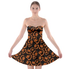 Pattern Halloween Jackolantern Strapless Bra Top Dress by iCreate