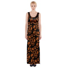 Pattern Halloween Jackolantern Maxi Thigh Split Dress by iCreate