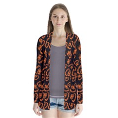 Pattern Halloween Jackolantern Drape Collar Cardigan