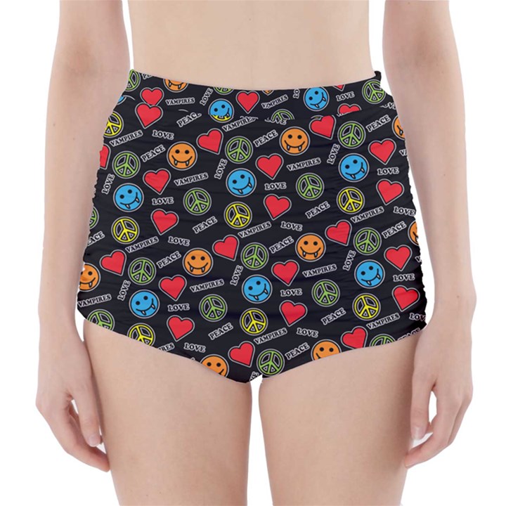 Pattern Halloween Peacelovevampires  Icreate High-Waisted Bikini Bottoms