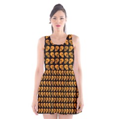 Halloween Color Skull Heads Scoop Neck Skater Dress by iCreate