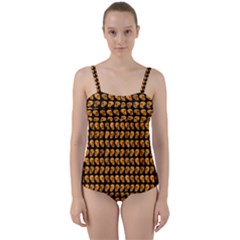 Halloween Color Skull Heads Twist Front Tankini Set by iCreate