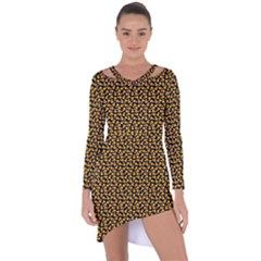 Pattern Halloween Candy Corn   Asymmetric Cut-out Shift Dress