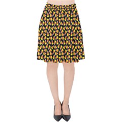 Pattern Halloween Candy Corn   Velvet High Waist Skirt