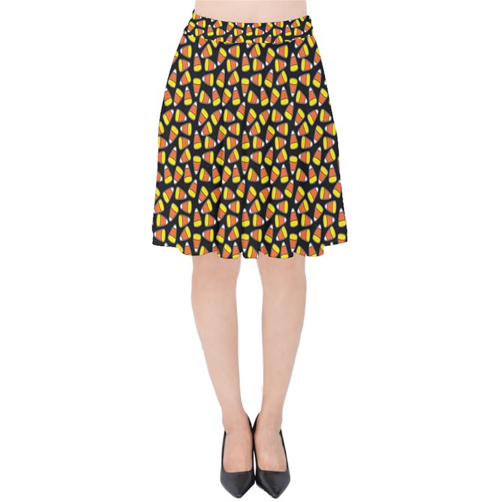 Pattern Halloween Candy Corn   Velvet High Waist Skirt