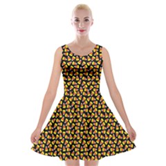 Pattern Halloween Candy Corn   Velvet Skater Dress