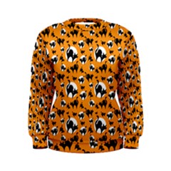 Pattern Halloween Black Cat Hissing Women s Sweatshirt