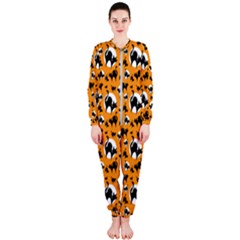 Pattern Halloween Black Cat Hissing Onepiece Jumpsuit (ladies) 