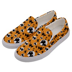 Pattern Halloween Black Cat Hissing Men s Canvas Slip Ons