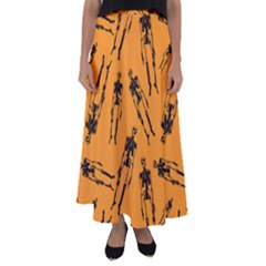 Halloween Skeletons  Flared Maxi Skirt