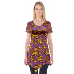 1pattern Halloween Colorfuljack Icreate Short Sleeve Tunic  by iCreate