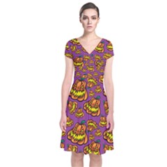 1pattern Halloween Colorfuljack Icreate Short Sleeve Front Wrap Dress by iCreate