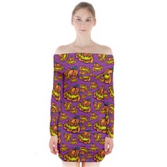 1pattern Halloween Colorfuljack Icreate Long Sleeve Off Shoulder Dress by iCreate