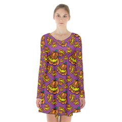 1pattern Halloween Colorfuljack Icreate Long Sleeve Velvet V-neck Dress