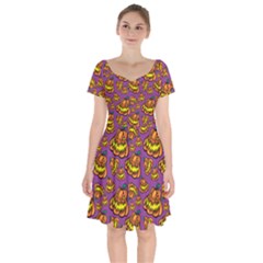 1pattern Halloween Colorfuljack Icreate Short Sleeve Bardot Dress by iCreate