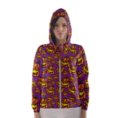 Halloween Colorful Jackolanterns  Hooded Wind Breaker (women)