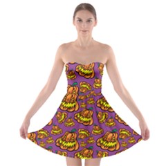 Halloween Colorful Jackolanterns  Strapless Bra Top Dress by iCreate