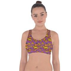 Halloween Colorful Jackolanterns  Cross String Back Sports Bra