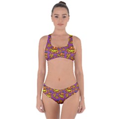 Halloween Colorful Jackolanterns  Criss Cross Bikini Set