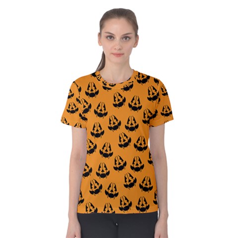 Halloween Jackolantern Pumpkins Icreate Women s Cotton Tee by iCreate