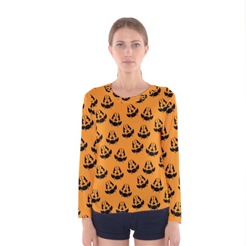 Halloween Jackolantern Pumpkins Icreate Women s Long Sleeve Tee by iCreate