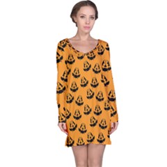 Halloween Jackolantern Pumpkins Icreate Long Sleeve Nightdress by iCreate