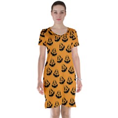 Halloween Jackolantern Pumpkins Icreate Short Sleeve Nightdress by iCreate