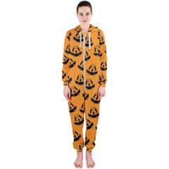 Halloween Jackolantern Pumpkins Icreate Hooded Jumpsuit (ladies) 