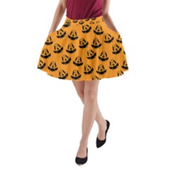 Halloween Jackolantern Pumpkins Icreate A-line Pocket Skirt by iCreate