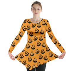 Halloween Jackolantern Pumpkins Icreate Long Sleeve Tunic  by iCreate