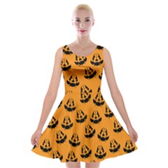 Halloween Jackolantern Pumpkins Icreate Velvet Skater Dress