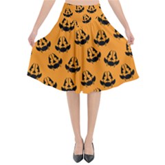 Halloween Jackolantern Pumpkins Icreate Flared Midi Skirt by iCreate