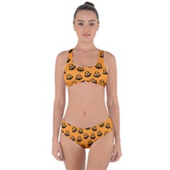 Halloween Jackolantern Pumpkins Icreate Criss Cross Bikini Set