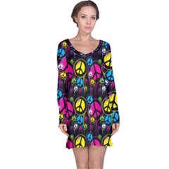 Peace Drips Icreate Long Sleeve Nightdress by iCreate