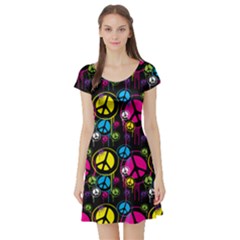 Peace Drips Icreate Short Sleeve Skater Dress by iCreate