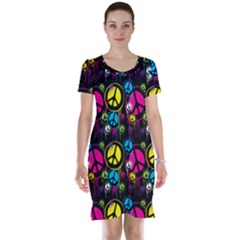 Peace Drips Icreate Short Sleeve Nightdress by iCreate