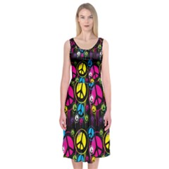 Peace Drips Icreate Midi Sleeveless Dress by iCreate