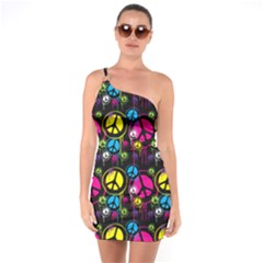 Peace Drips Icreate One Soulder Bodycon Dress by iCreate