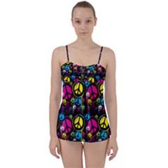 Peace Drips Icreate Babydoll Tankini Set