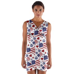 Peace Love America Icreate Wrap Front Bodycon Dress by iCreate